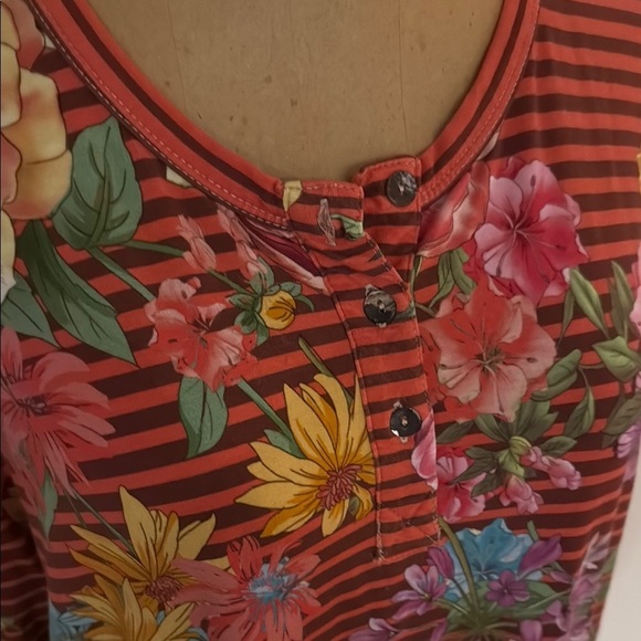 Johnny Was sz M Floral Striped Women's Top - Picture 5 of 8